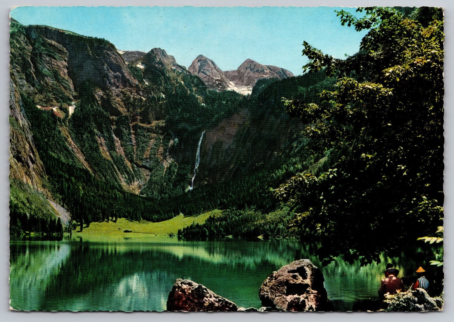 Vintage Obersee Königssee Bavaria Germany Alpine Lake Waterfall Postcard Vintage Obersee Königssee Bavaria Germany Alpine Lake Waterfall Postcard