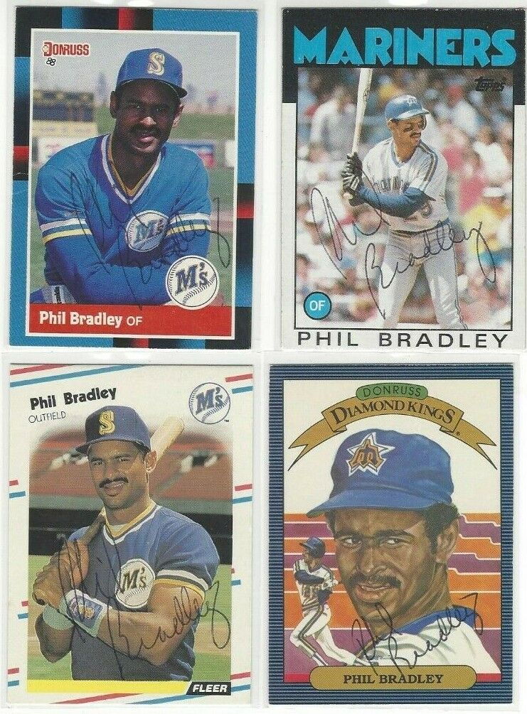 1988 Donruss #243 Phil Bradley Signed Baseball Card Seattle Mariners 
