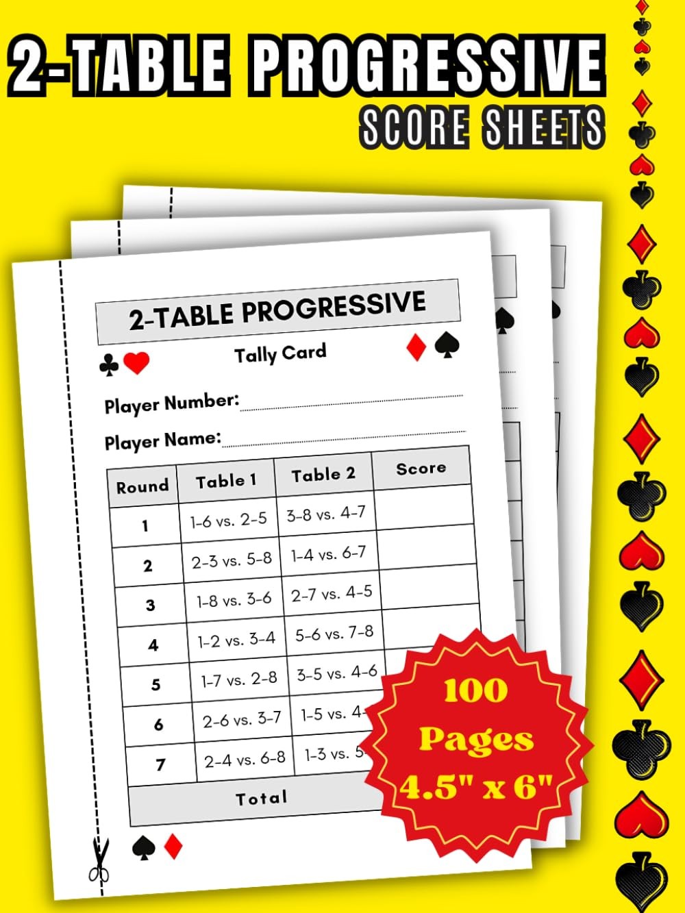 Two Table Progressive Bridge Tally Cards | Small Size 4.5\