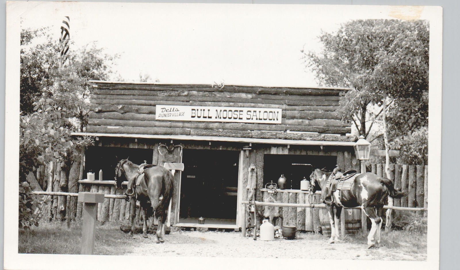 BULL MOOSE SALOON wisconsin dells wi c1950 postcard real photo rppc western bar