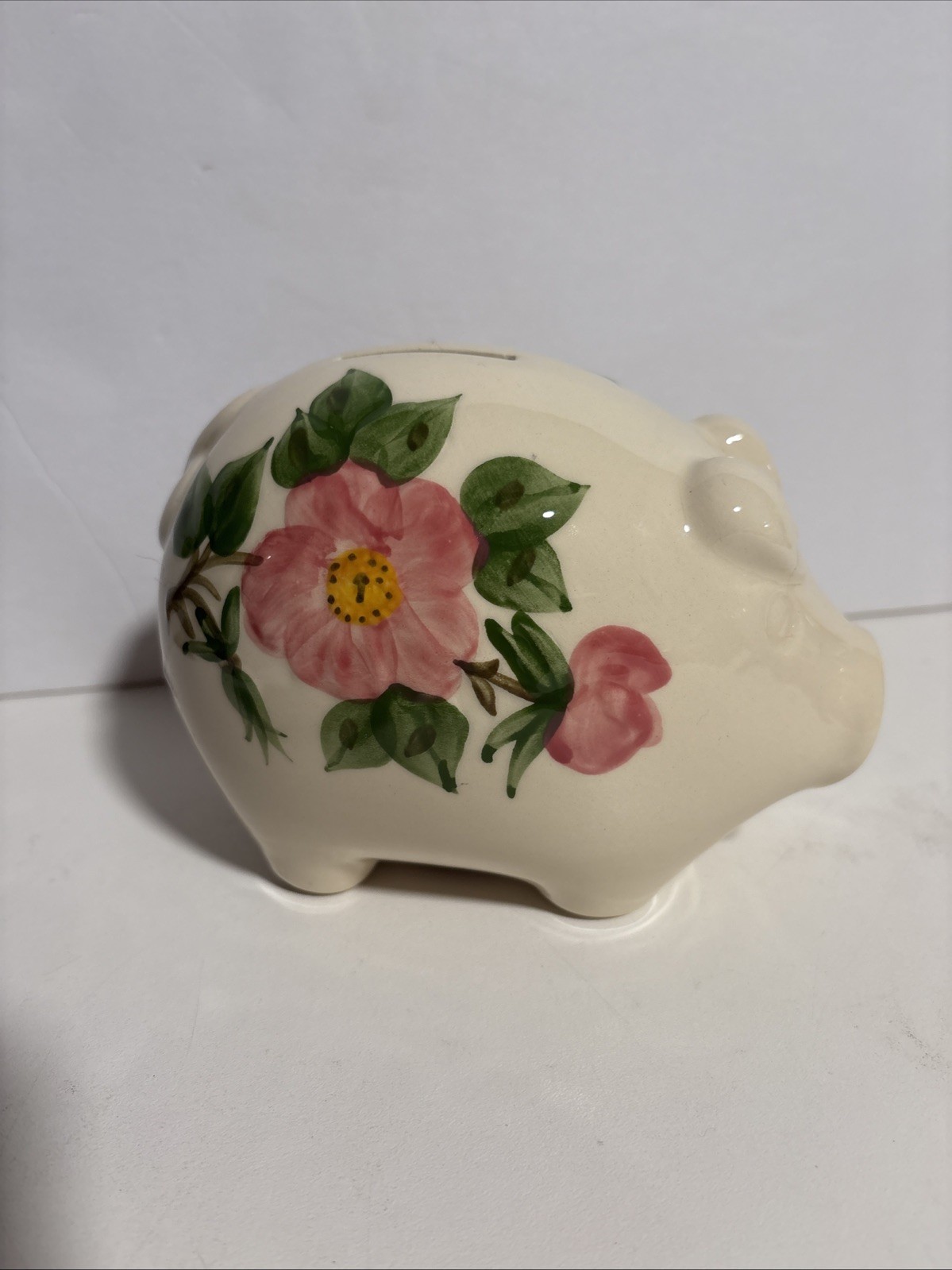 1977 FRANCISCAN CALIFORNIA Pottery Gift Ware DESERT ROSE PIGGY BANK w/ Stopper 1977 FRANCISCAN CALIFORNIA Pottery Gift Ware DESERT ROSE PIGGY BANK w/ Stopper
