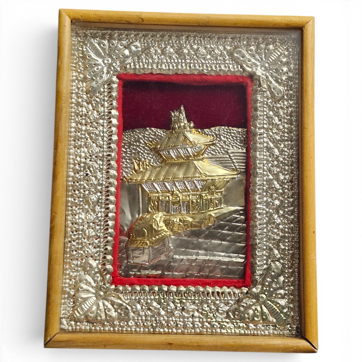 Vintage Nepali 3D Foil Art Pashupatinath Temple - Embossed Vintage Nepali 3D Foil Art Pashupatinath Temple - Embossed