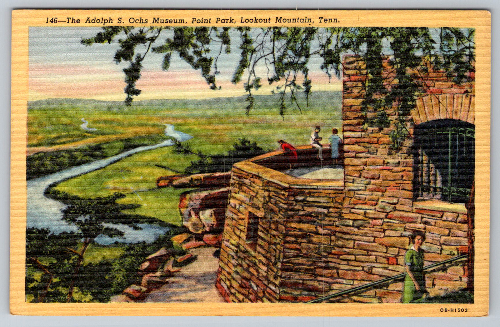 c1940s Adolph S. Ochs Museum Point Park Lookout Mountain Tenn Postcard