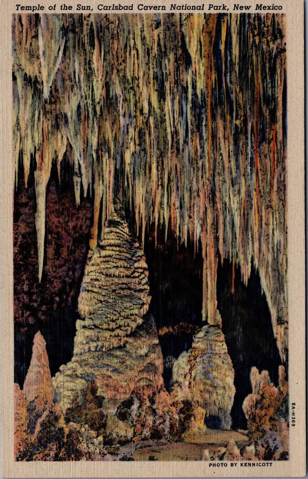 Carlsbad Cavern NP Temple of Sun New Mexico Linen Postcard Curteich Kennicott