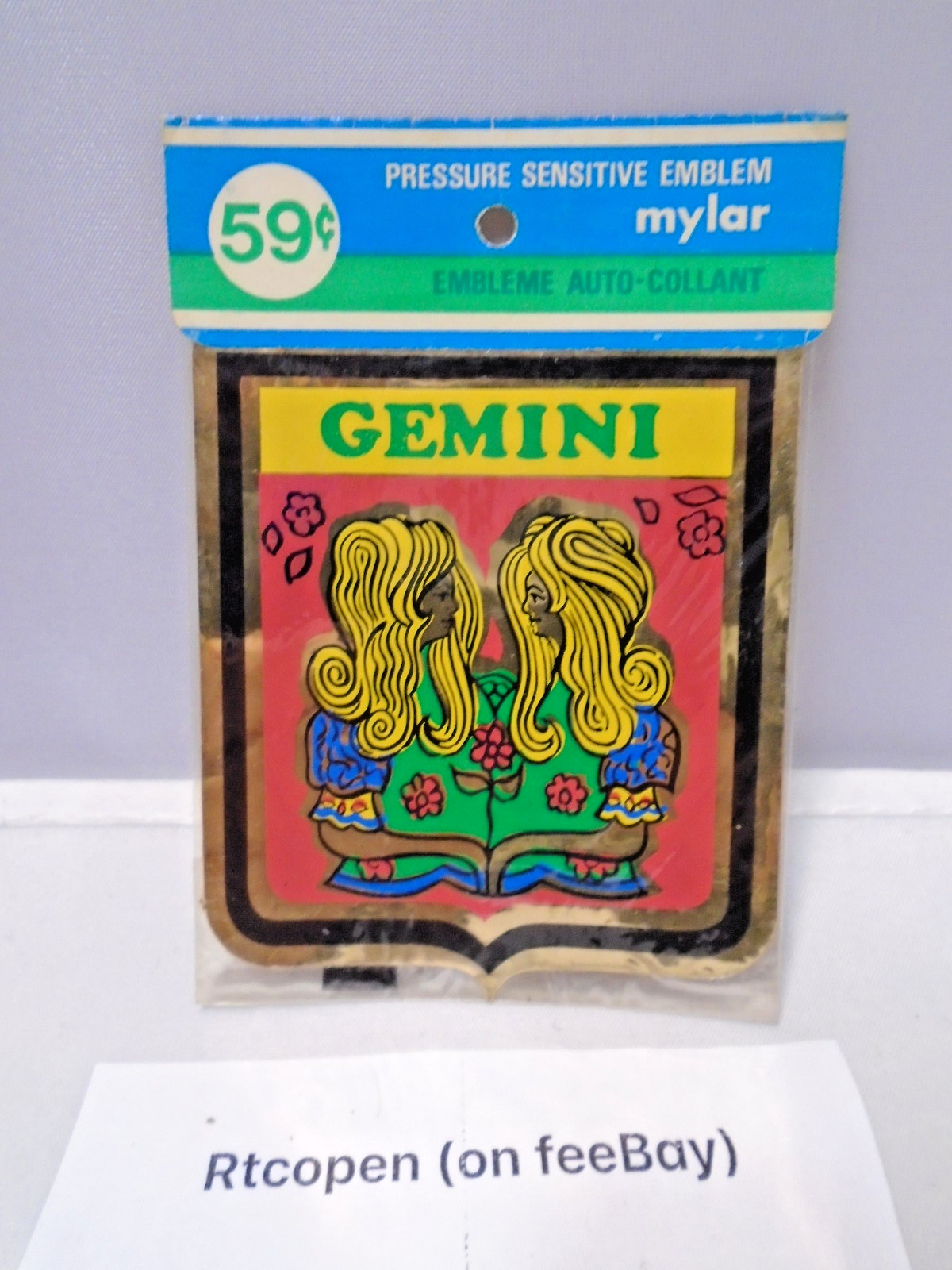 Vintage 1960s Pressure Sensitive GEMINI Zodiac Birth Sign Hippie Sticker 3\