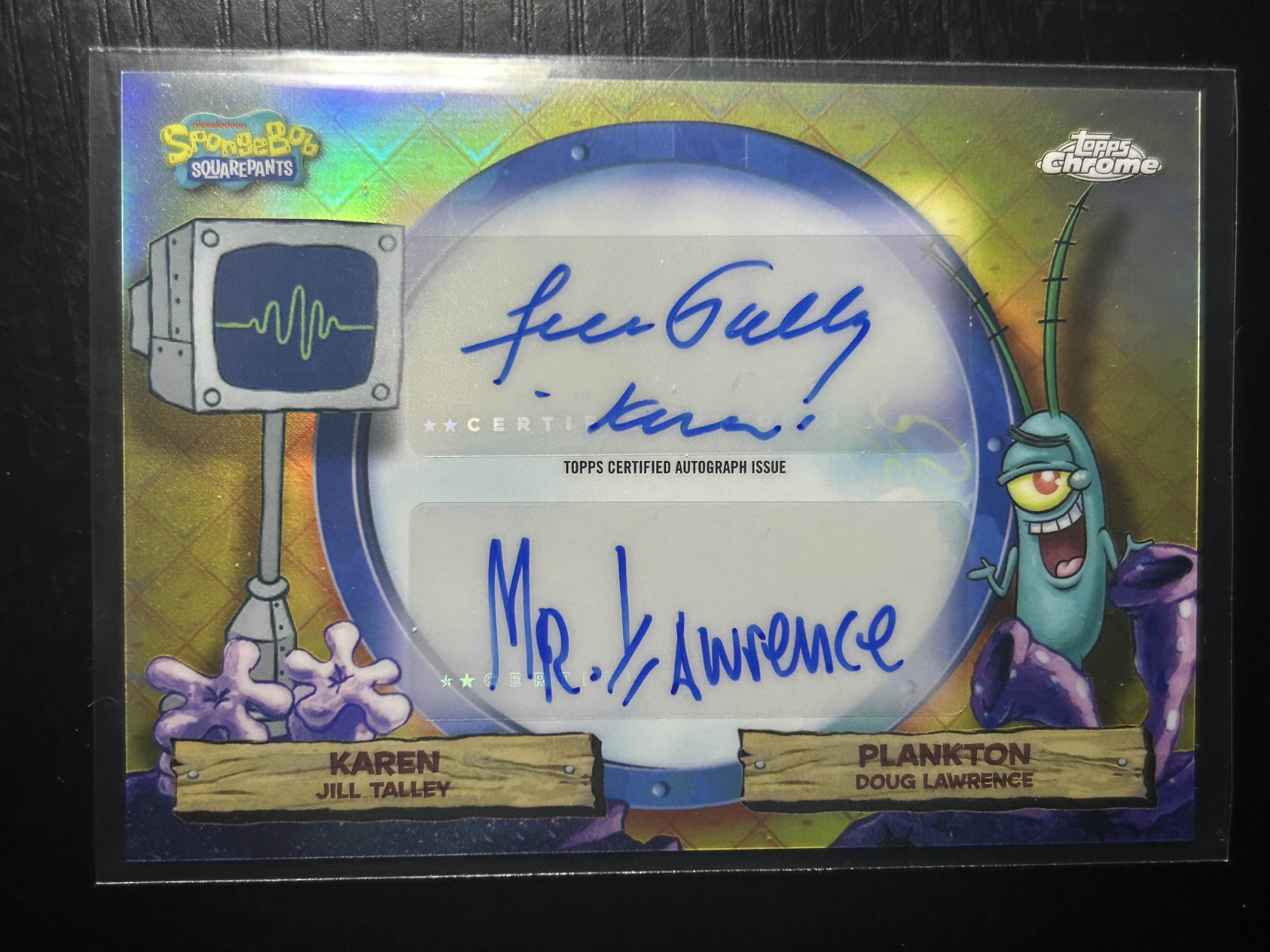 Karen Plankton 2025 Topps Chrome Spongebob #DA-KP Dual VIP Auto Karen Plankton 2025 Topps Chrome Spongebob #DA-KP Dual VIP Auto
