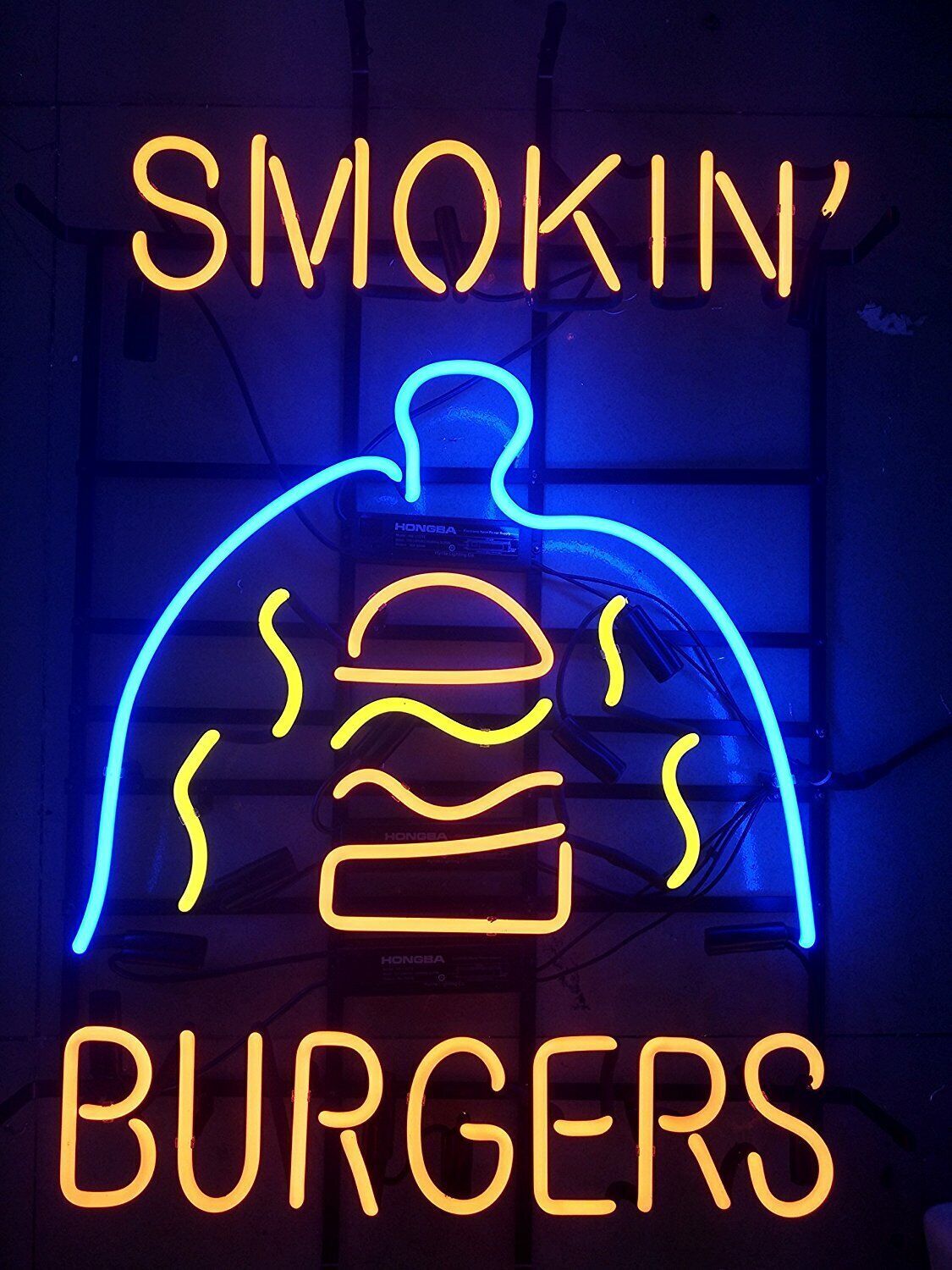New Smokin\'s Burgers Neon Light Sign Lamp Poster Real Glass Beer Bar Art 24