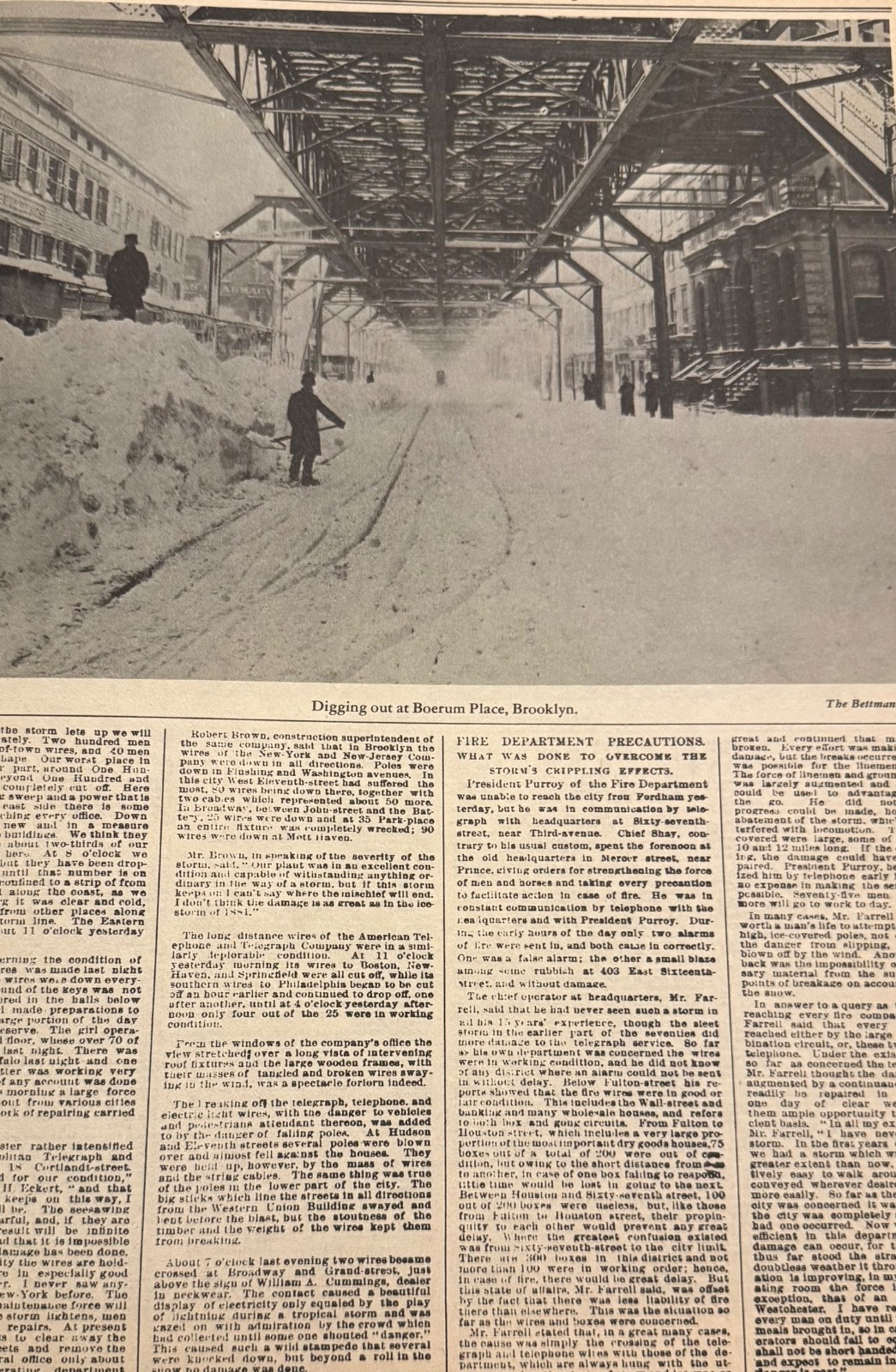 Vintage Brooklyn Blizzard March 13, 1888 NEW YORK TIMES News Article Vintage Brooklyn Blizzard March 13, 1888 NEW YORK TIMES News Article