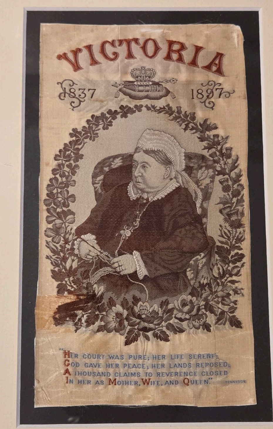 Queen Victoria Diamond Jubilee 1837 1897 Stevengraph Souvenir Textile Queen Victoria Diamond Jubilee 1837 1897 Stevengraph Souvenir Textile