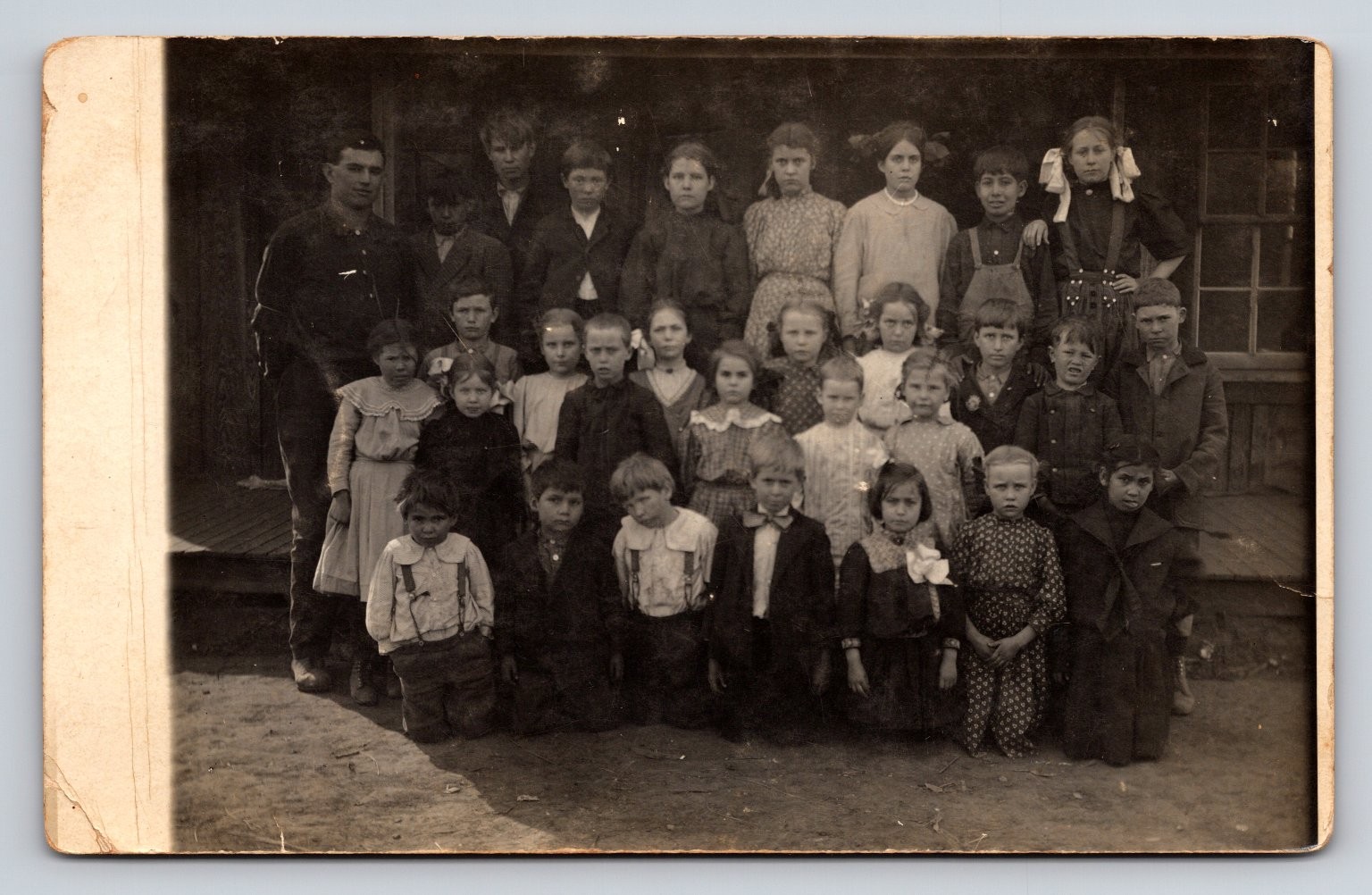 RPPC Arkansas School Group Postcard c1910s Goldie D. to Aunt Bettie Sisk