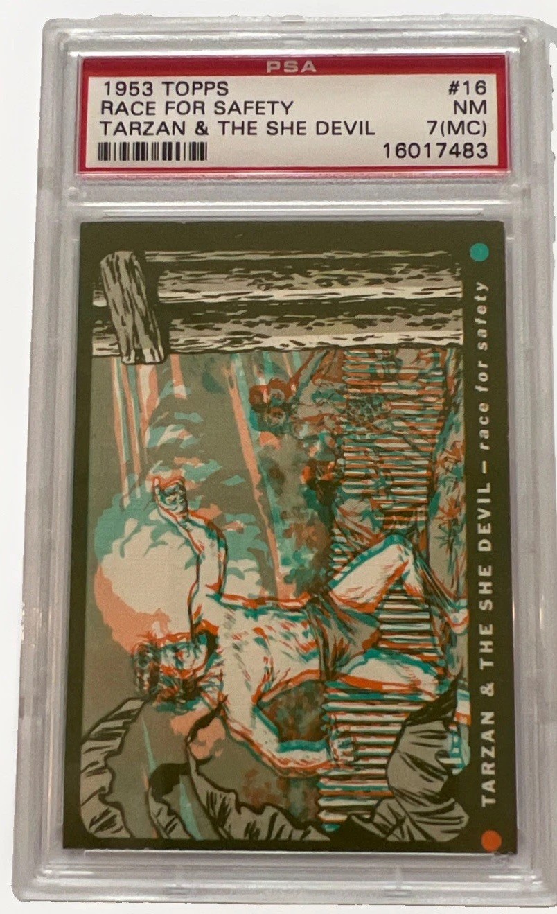 1953 Topps Tarzan And The She Devil, Race For Safety, #16, PSA 7 NM, Near Mint 1953 Topps Tarzan And The She Devil, Race For Safety, #16, PSA 7 NM, Near Mint
