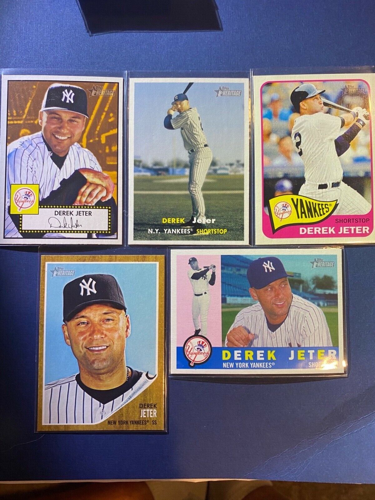 Topps Heritage Derek Jeter (5 Card lot) 2001,2006,2009,2011, and 2014 Gem Mint