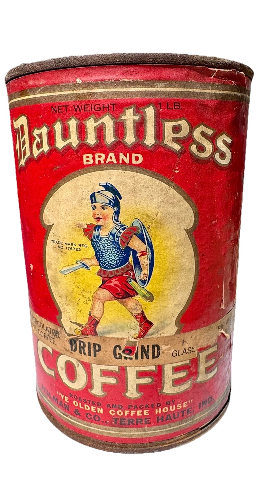 Rare Vintage DAUNTLESS Coffee HULMAN & CO TERRE HAUTE, IND Tin Can 1 Pound Rare Vintage DAUNTLESS Coffee HULMAN & CO TERRE HAUTE, IND Tin Can 1 Pound