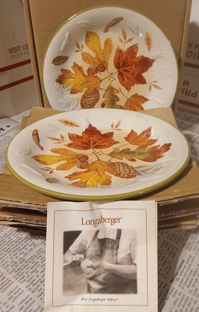 2007 Longaberger Fall Foliage Leaves 8.75” Lunch Plate - Set of 4 NIB 2 avail 2007 Longaberger Fall Foliage Leaves 8.75” Lunch Plate - Set of 4 NIB 2 avail