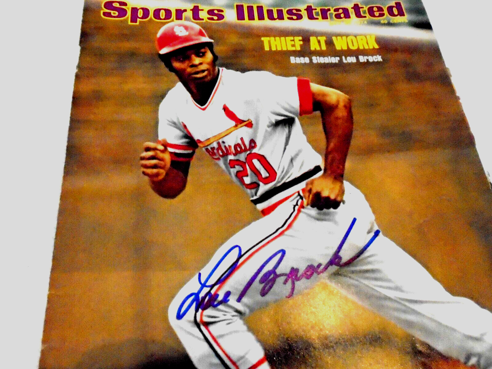 LOU BROCK Signed Cardinals Sports Illustrated Magazine/Photo -Guaranteed Auth. LOU BROCK Signed Cardinals Sports Illustrated Magazine/Photo -Guaranteed Auth.