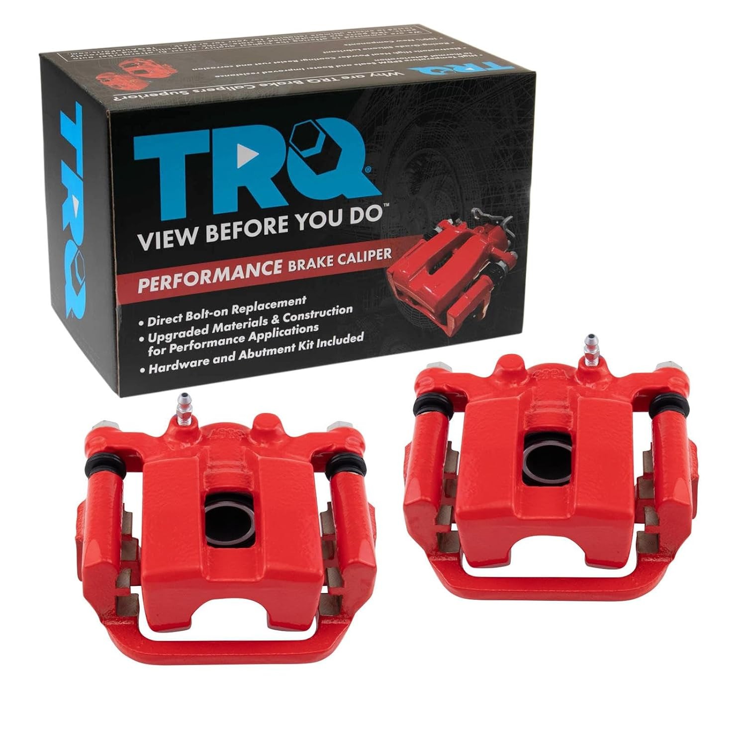 TRQ Performance Rear Brake Caliper Set Painted Red Brackets TRQ Performance Rear Brake Caliper Set Painted Red Brackets