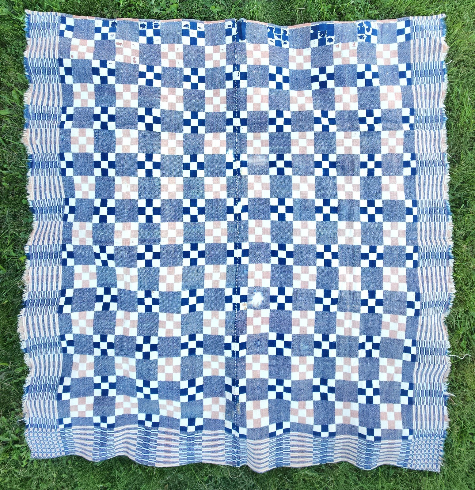 Antique Jacquard Coverlet hand-woven Textile 70 Antique Jacquard Coverlet hand-woven Textile 70