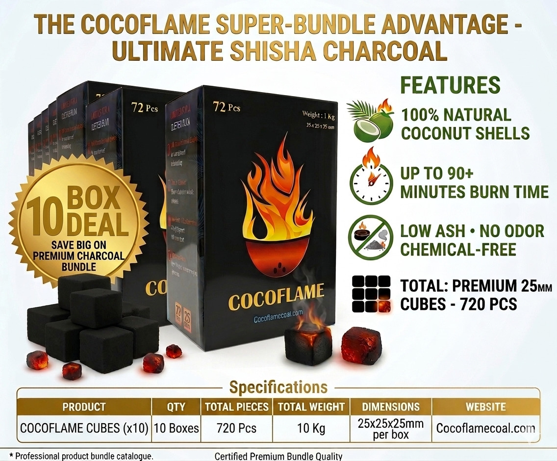 Hookah Charcoal - 10KG 22 lb Natural Coconut 720 Cube for Shisha Bar & Hookah Hookah Charcoal - 10KG 22 lb Natural Coconut 720 Cube for Shisha Bar & Hookah