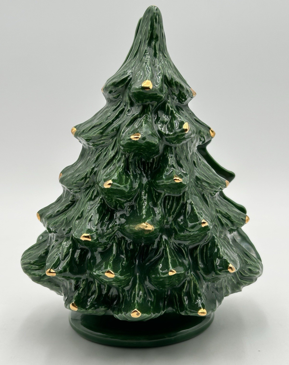 Holland Mold Ceramic Christmas Tree Napkin Card Holder Green w/Gold Holland Mold Ceramic Christmas Tree Napkin Card Holder Green w/Gold