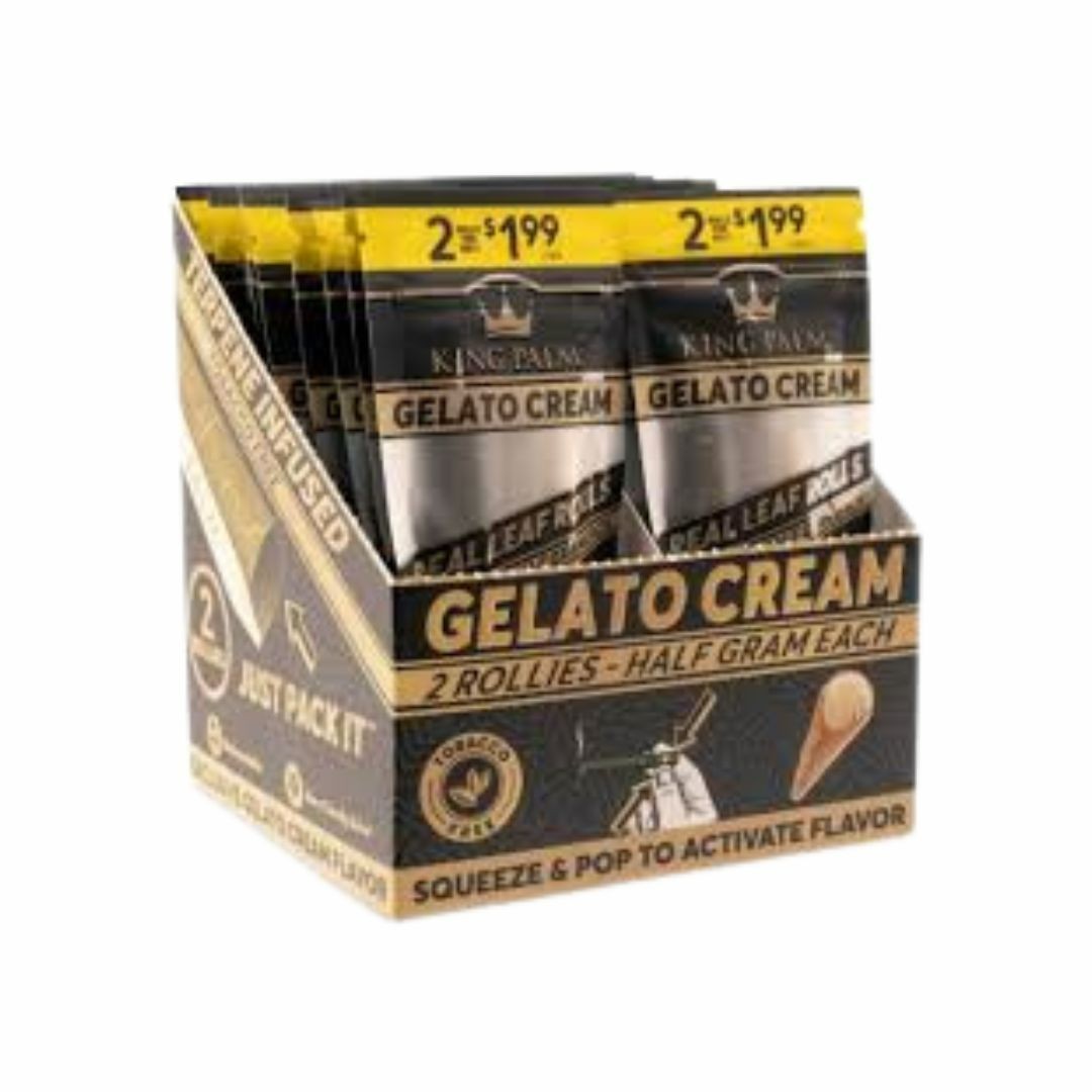 King Palm | Rollie | Gelato Cream| Palm Leaf Rolls | 20 Packs of 2 Each =40Rolls King Palm | Rollie | Gelato Cream| Palm Leaf Rolls | 20 Packs of 2 Each =40Rolls