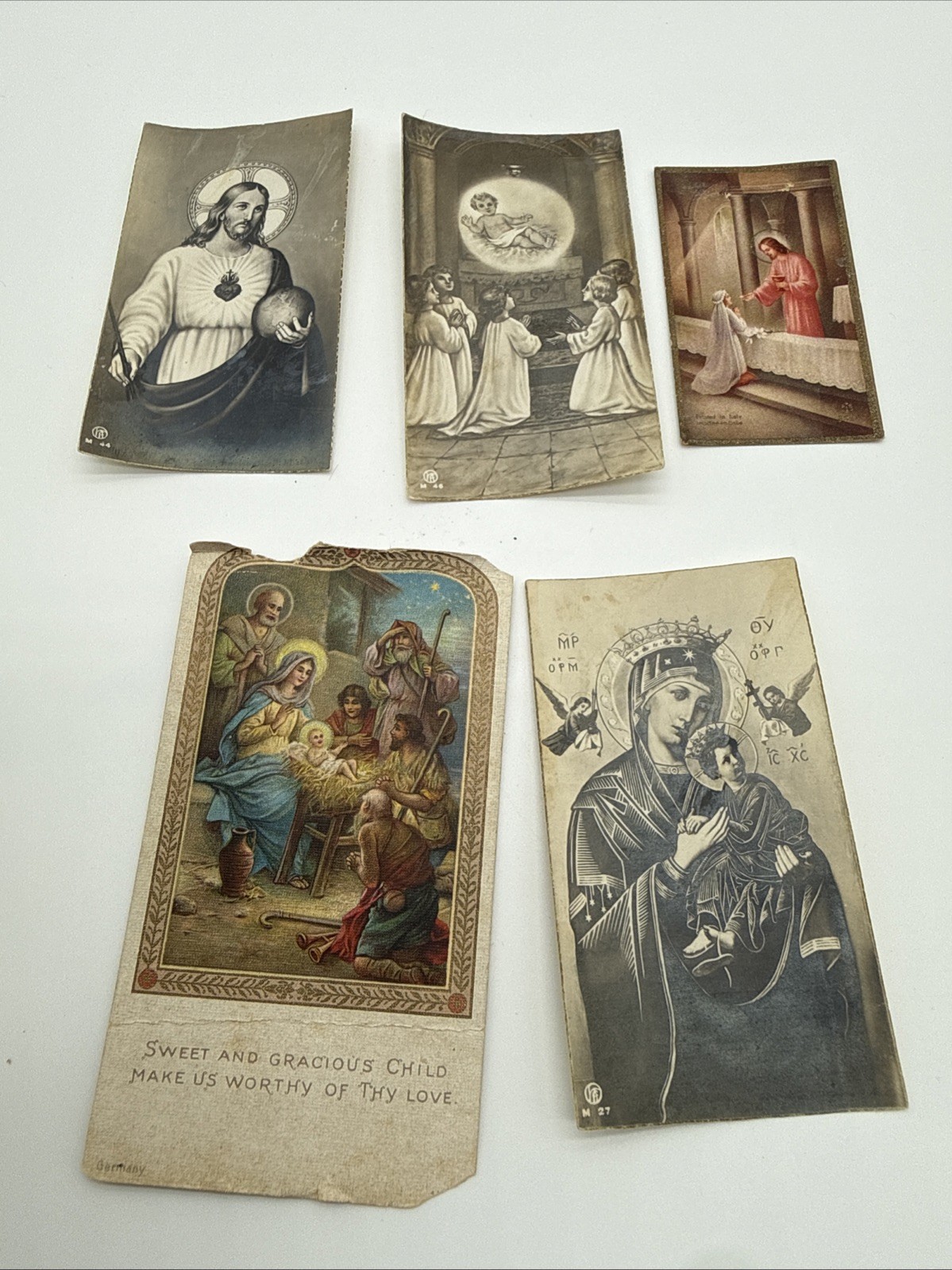 5 Antique Catholic Holy Church Prayer Cards