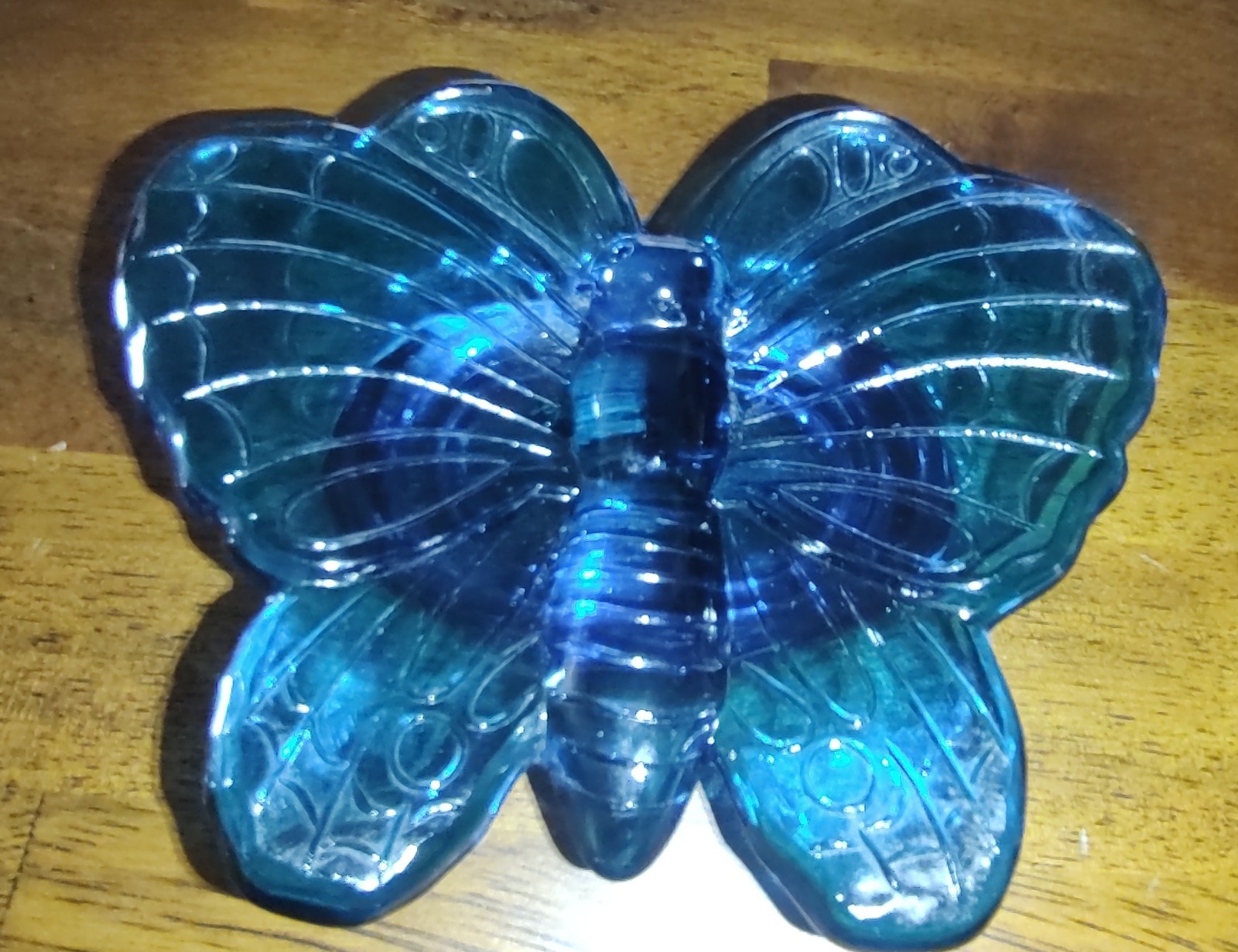 Vintage Viking Glass Cobalt Blue Butterfly Shape Trinket Dish \