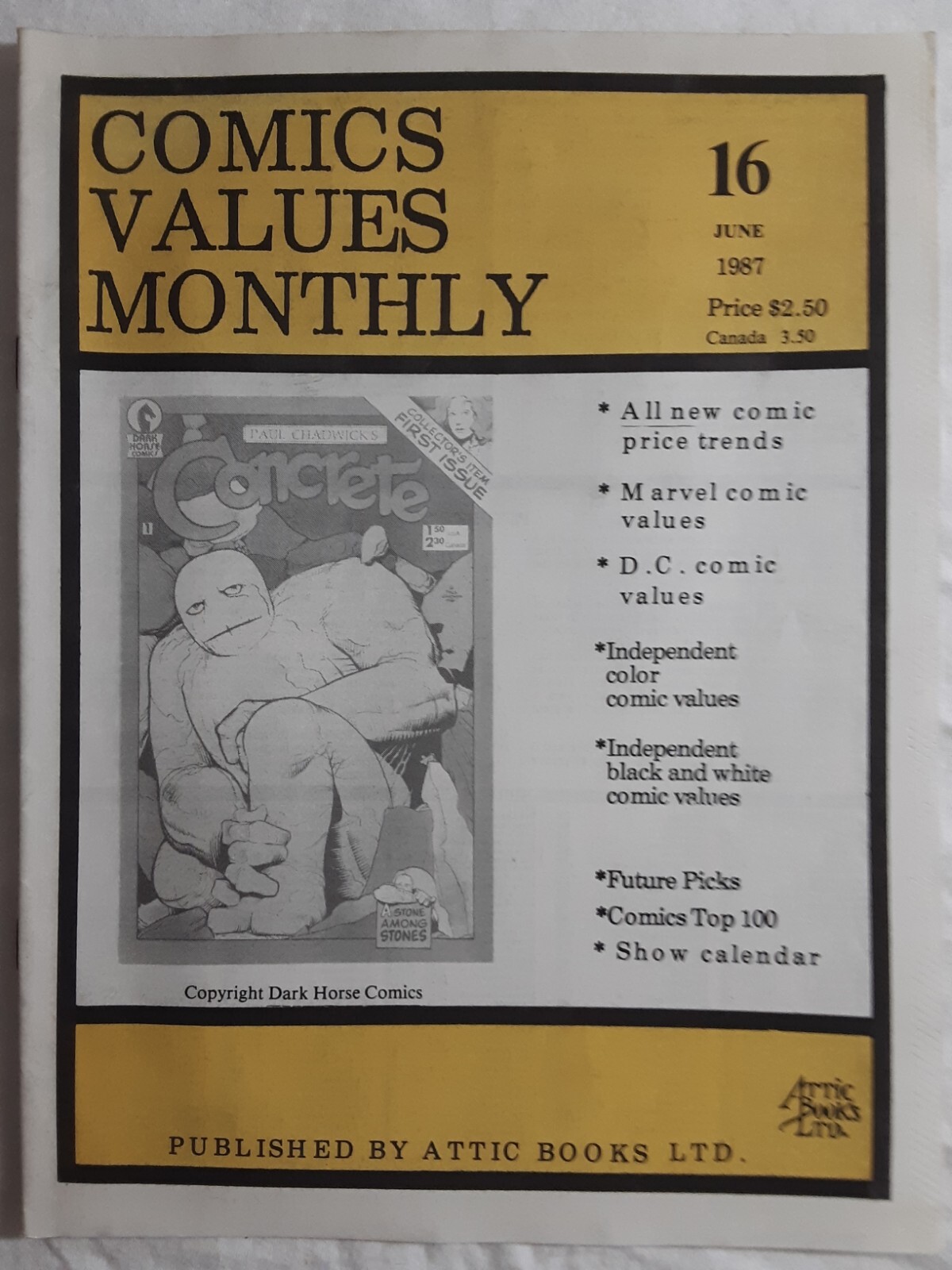 Comics Values Monthly NEW 16 June 1987 Concrete 1 cover - no ads Comics Values Monthly NEW 16 June 1987 Concrete 1 cover - no ads