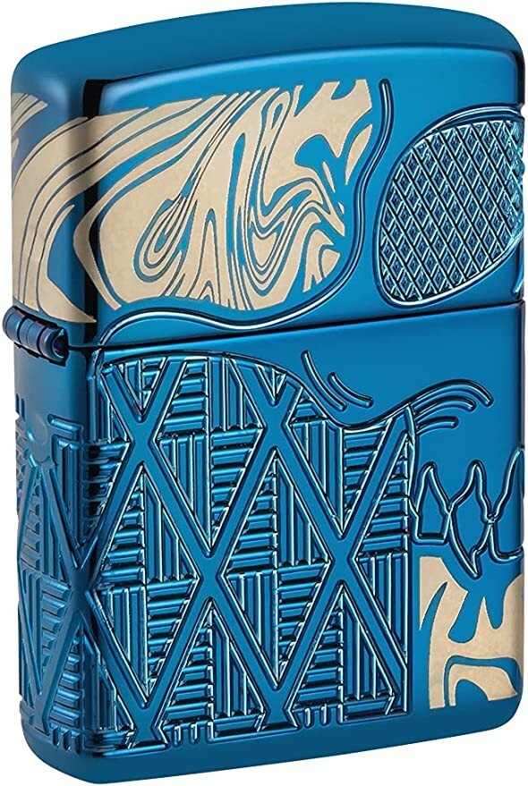 Zippo Armor High Polish Blue Skull Design 49705 Zippo Armor High Polish Blue Skull Design 49705