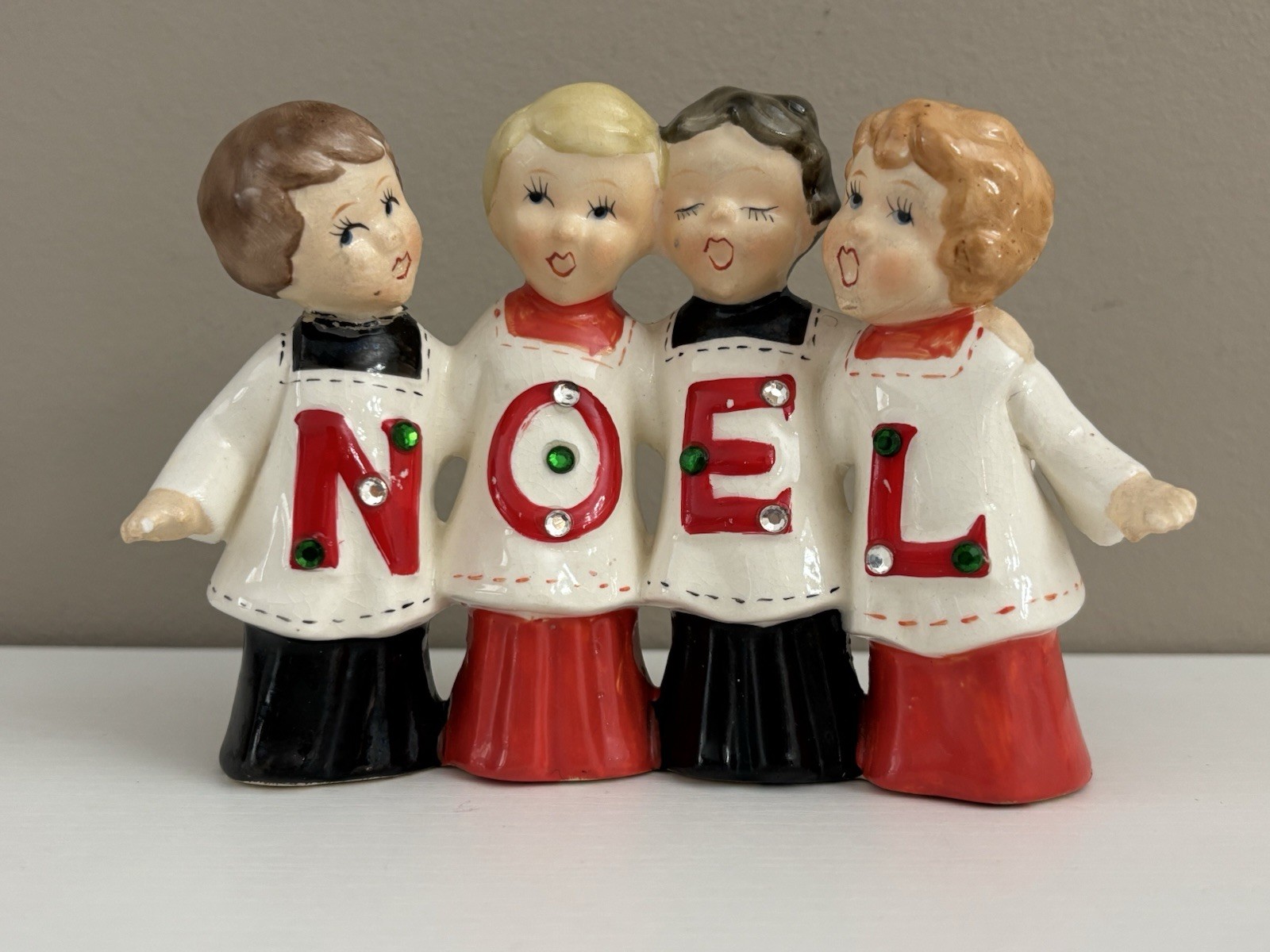 VINTAGE CHRISTMAS 1950\'S NOEL CHOIR/ALTAR BOYS CANDLE HOLDER VINTAGE CHRISTMAS 1950\'S NOEL CHOIR/ALTAR BOYS CANDLE HOLDER