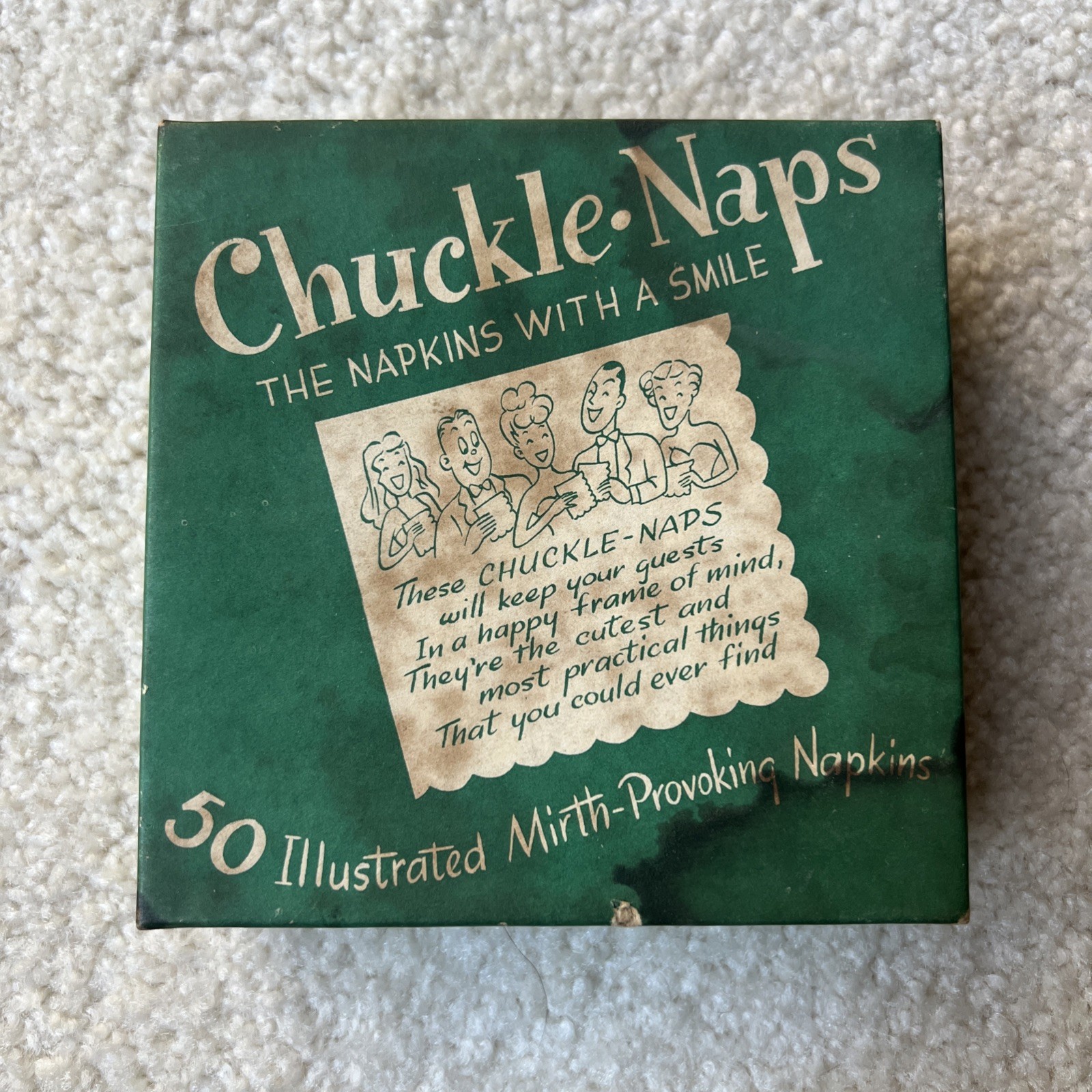 Vintage 1950s Chuckle-Naps Novelty Cocktail Napkins Box Mid Century Humor Vintage 1950s Chuckle-Naps Novelty Cocktail Napkins Box Mid Century Humor
