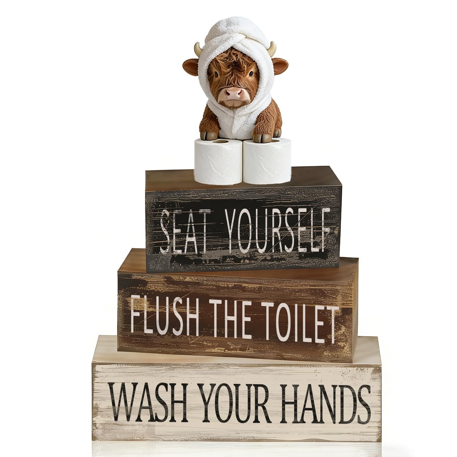 Highland Cow Bathroom Decor, 4pcs Farmhouse Western Bathroom Decor Highland Cow Bathroom Decor, 4pcs Farmhouse Western Bathroom Decor