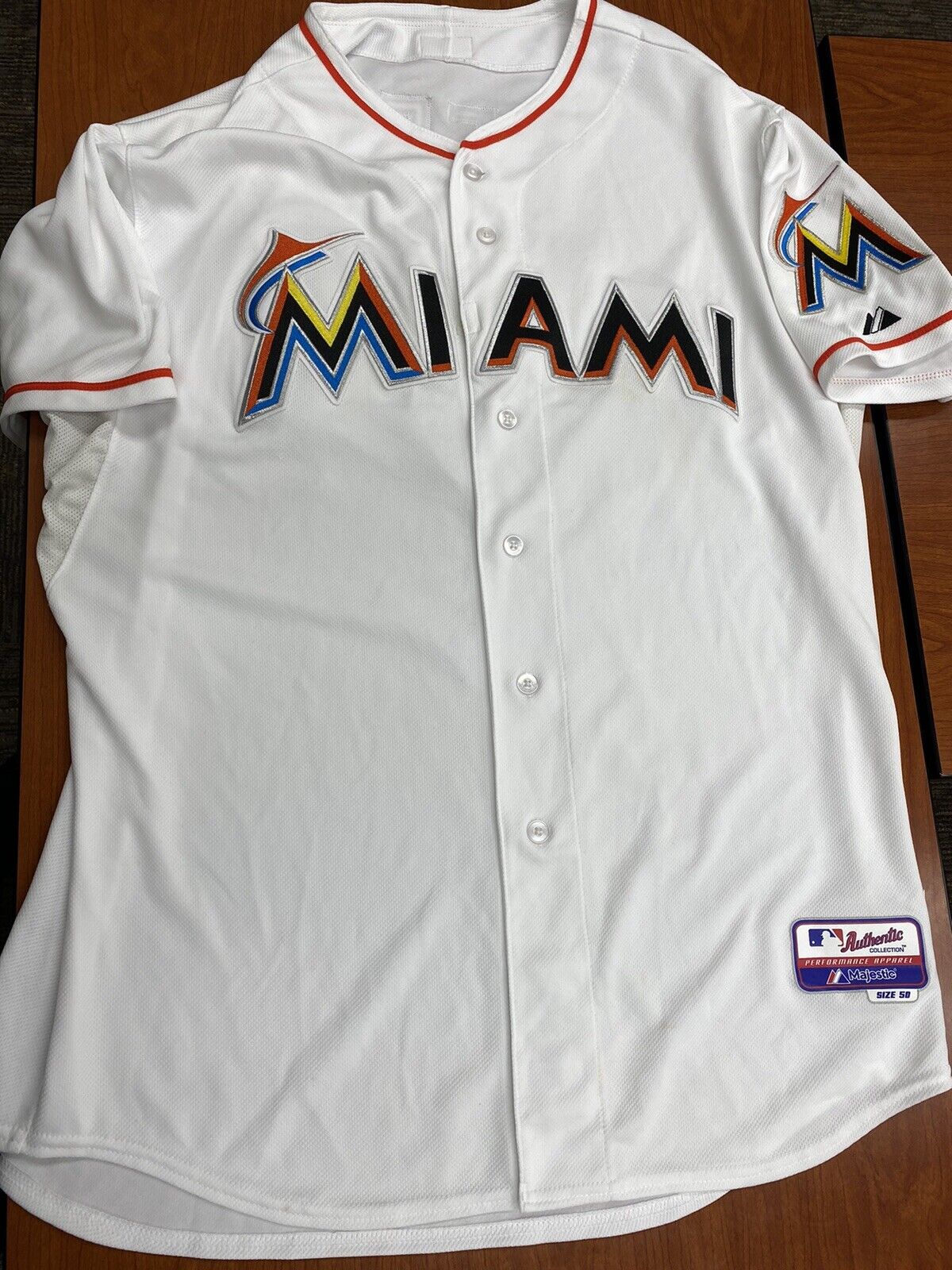 Miami Marlins game used worn home jersey Chris Reed #54