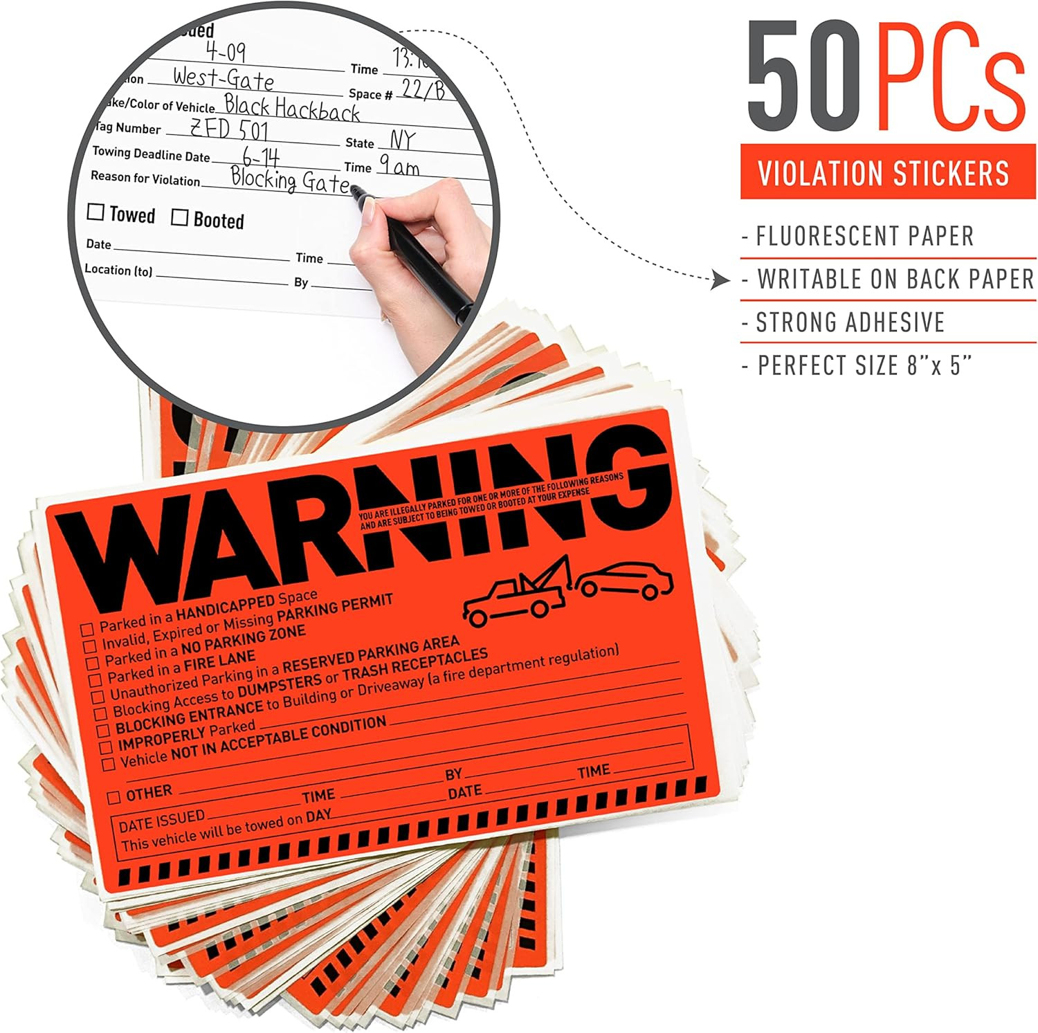 50 Parking Violation Notice Tow Stickers for Car Vehicle Private Warning - Ad... 50 Parking Violation Notice Tow Stickers for Car Vehicle Private Warning - Ad...