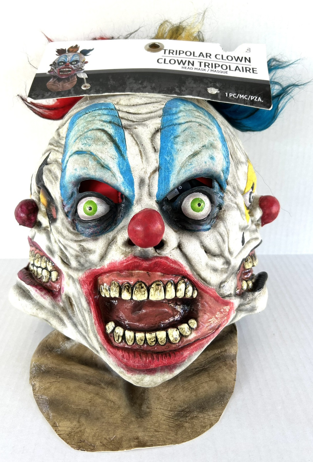 Three Faces Clown Full Face Latex Mask Scary Halloween Mask Tripolar Clown Three Faces Clown Full Face Latex Mask Scary Halloween Mask Tripolar Clown