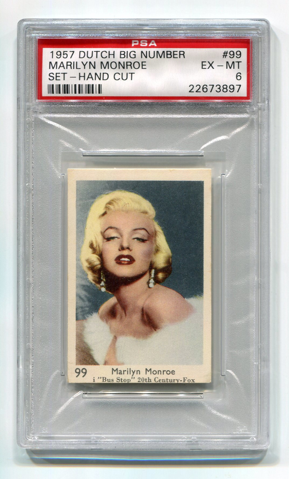 1957 Dutch Gum Movie Film Cards Big Number Set 99 Marilyn Monroe PSA 6 EX-Mint