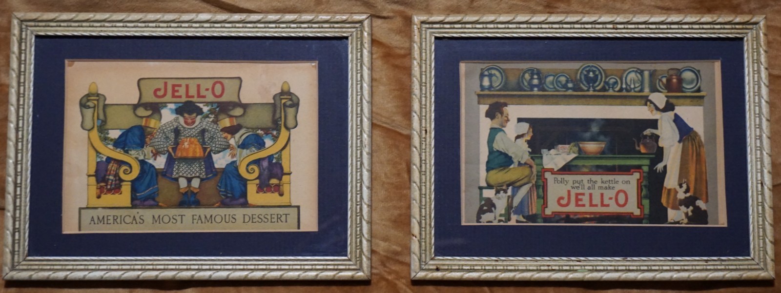 PAIR VINTAGE MAXFIELD PARRISH JELLO ADV. KING & QUEEN PRINTS FRAMED 7 3/4x 5 1/2 PAIR VINTAGE MAXFIELD PARRISH JELLO ADV. KING & QUEEN PRINTS FRAMED 7 3/4x 5 1/2