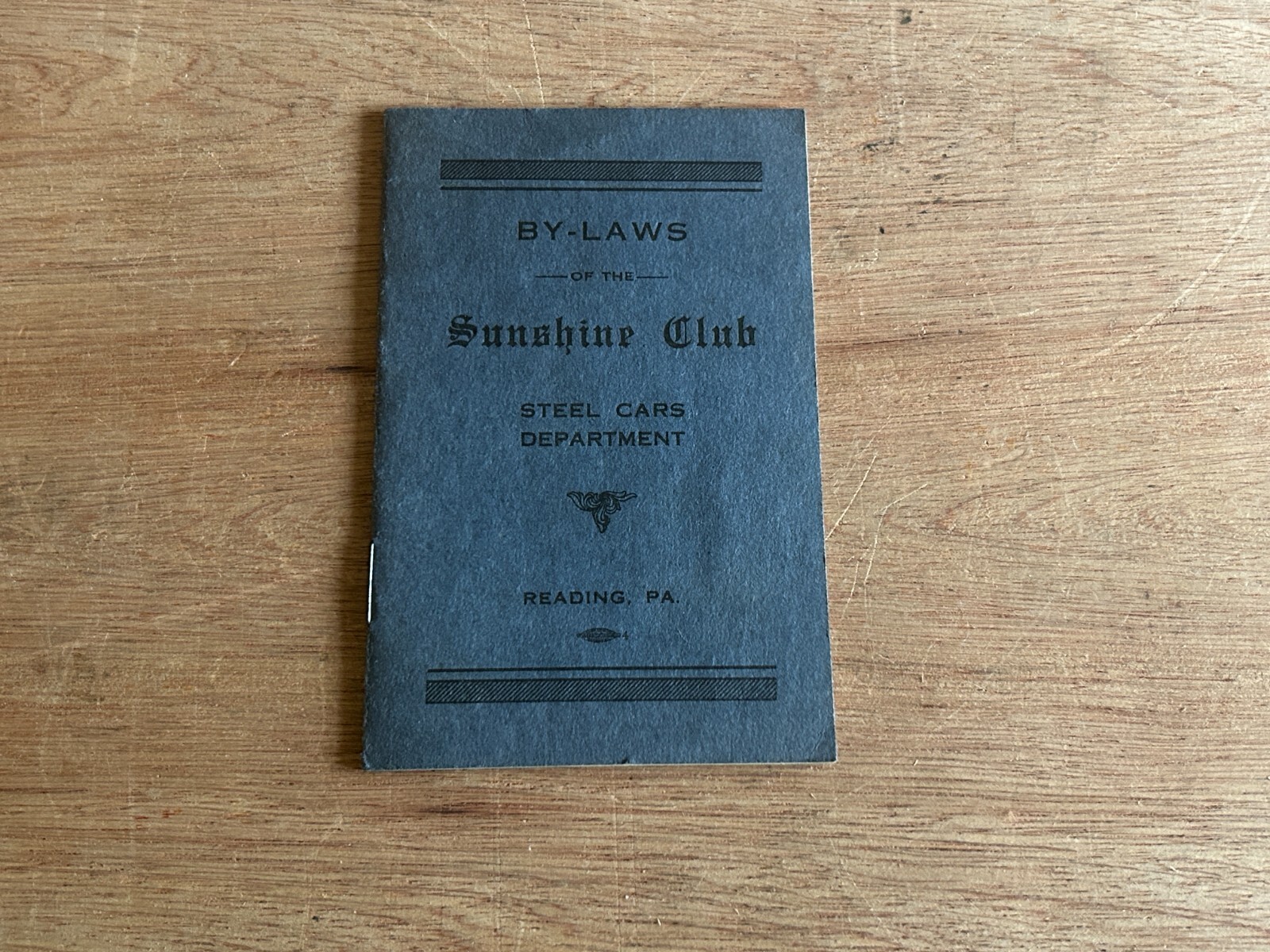 1923 By-Laws Sunshine Club Steel Cars Department Reading PA Vintage Booklet