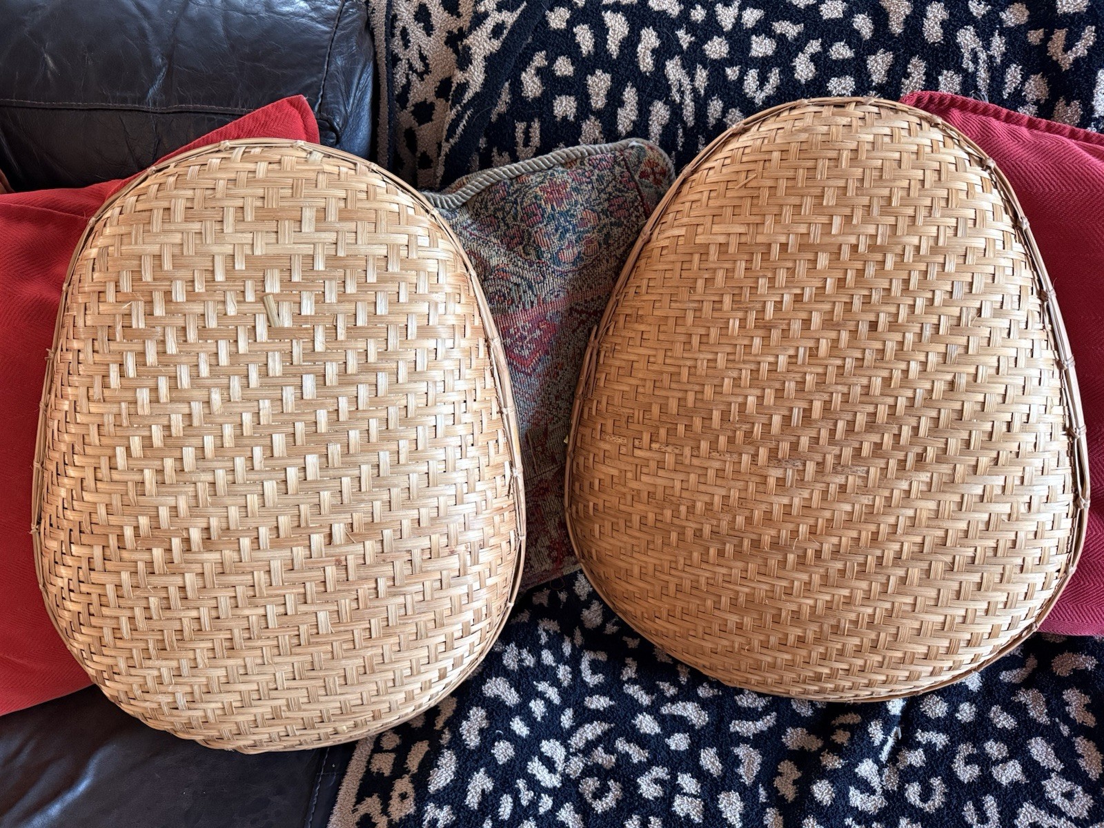 Vintage 60s/70s Bamboo Winnowing Shallow Baskets | Great Condition | Set Of Two Vintage 60s/70s Bamboo Winnowing Shallow Baskets | Great Condition | Set Of Two