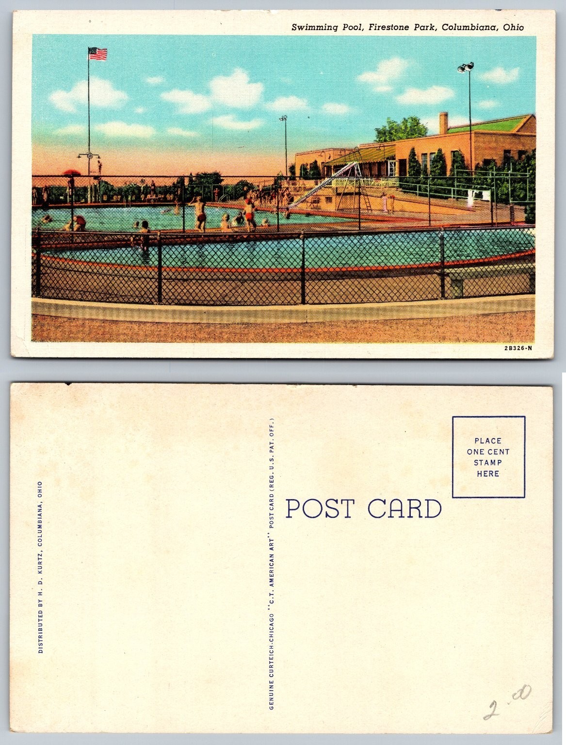 Swimming Pool, Firestone Park, Columbiana, Ohio Vintage Linen Postcard Swimming Pool, Firestone Park, Columbiana, Ohio Vintage Linen Postcard