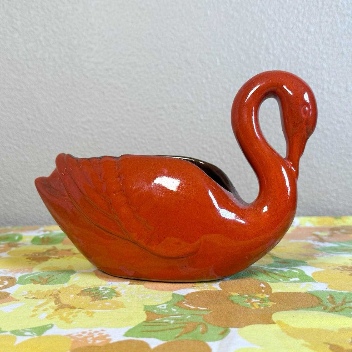 Vintage Frankoma 228 Swan Planter | Flame Orange Pottery | MCM Atomic 60s 70s Vintage Frankoma 228 Swan Planter | Flame Orange Pottery | MCM Atomic 60s 70s