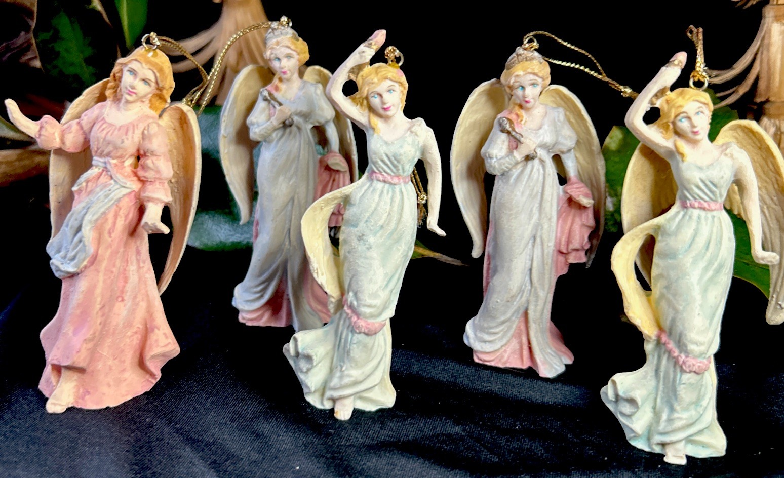 Vtg Italian Angel Girl Figurine Made Italy 4” Tall Ornaments Lot5 Victorian