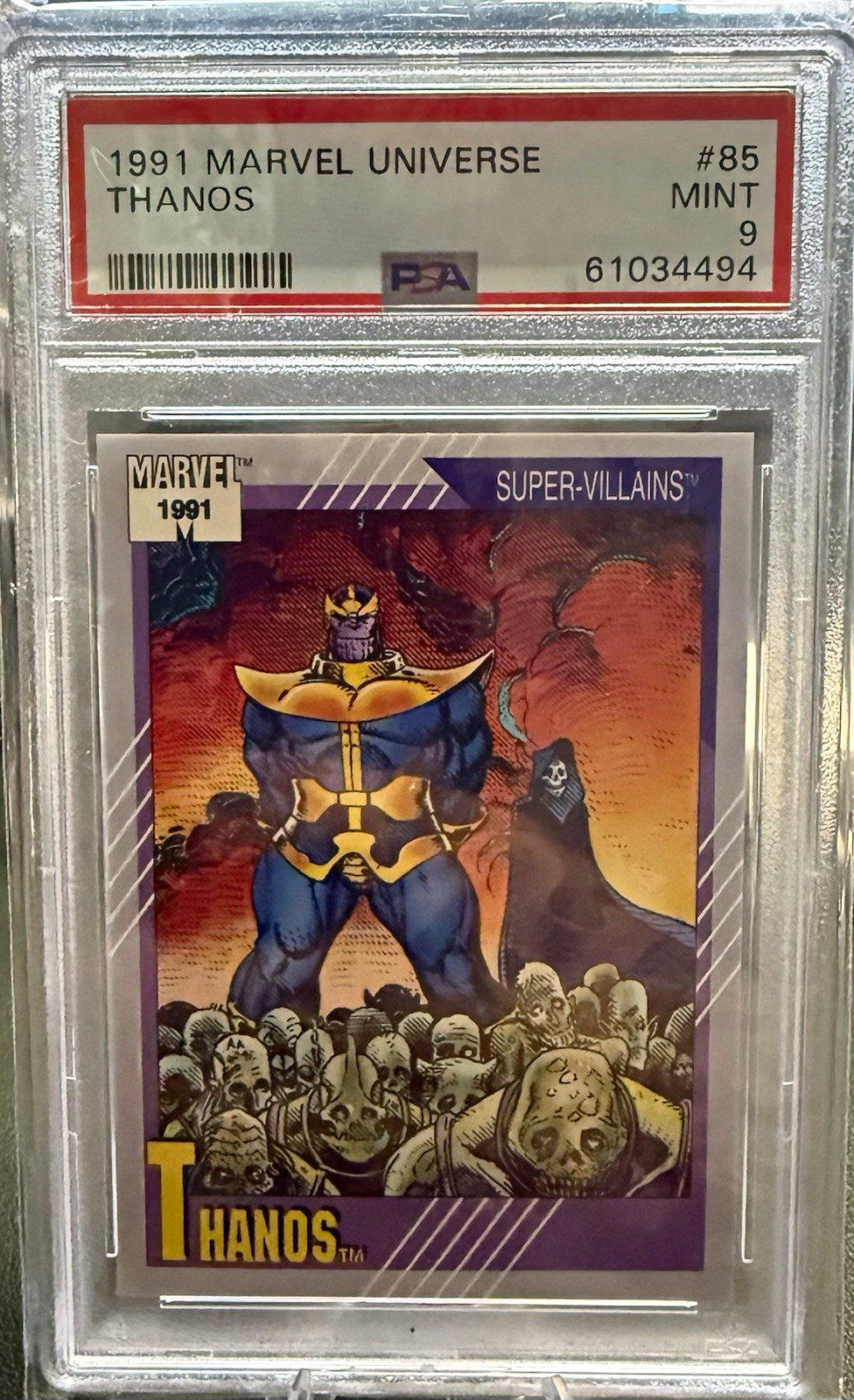 1991 THANOS MARVEL UNIVERSE SUPER-VILLAINS CARD # 85 GRADED PSA 9π 1991 THANOS MARVEL UNIVERSE SUPER-VILLAINS CARD # 85 GRADED PSA 9π