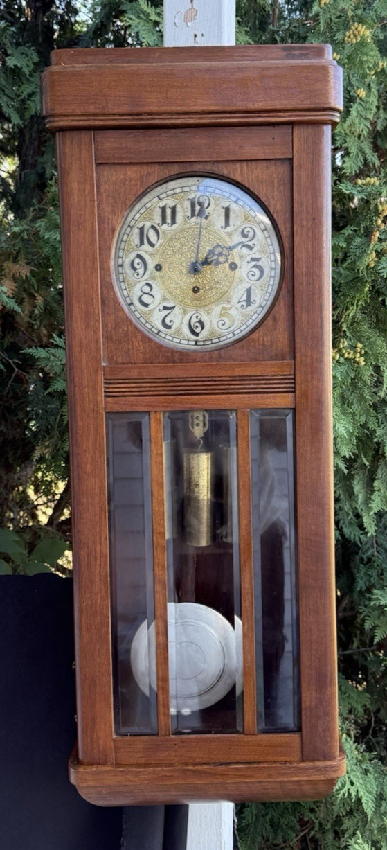 Antique 1887 Gustav Becker 3 Weight Grand Sonnerie Wall Clock - SEE VIDEO