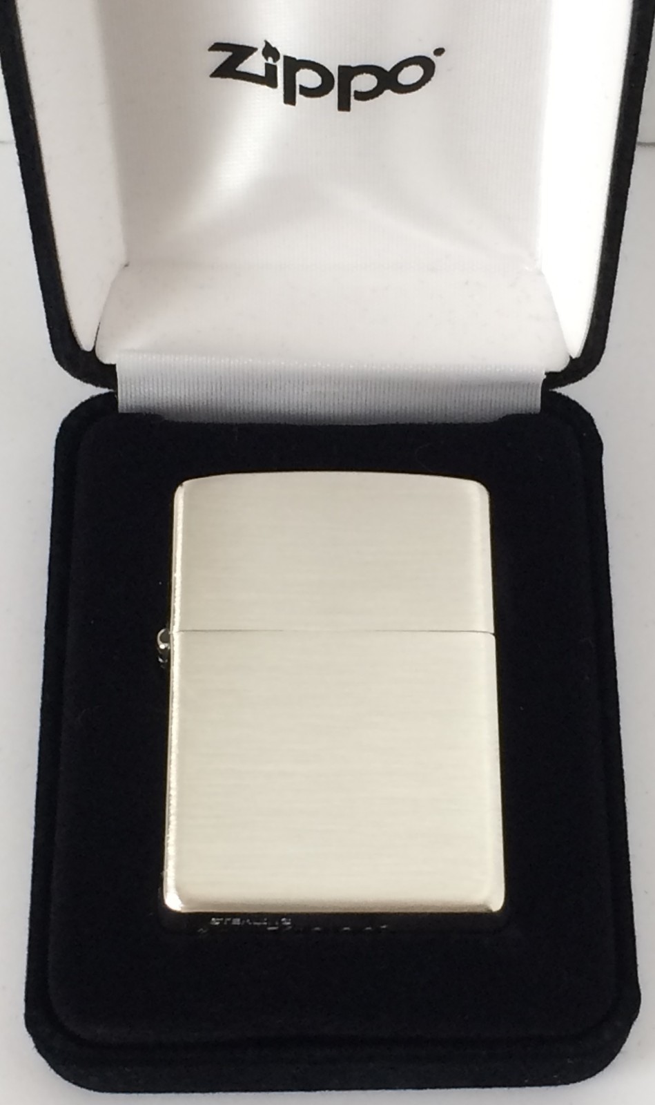 Zippo Sterling Silver Lighter With Brushed Finish, Item #13, New In Box Zippo Sterling Silver Lighter With Brushed Finish, Item #13, New In Box