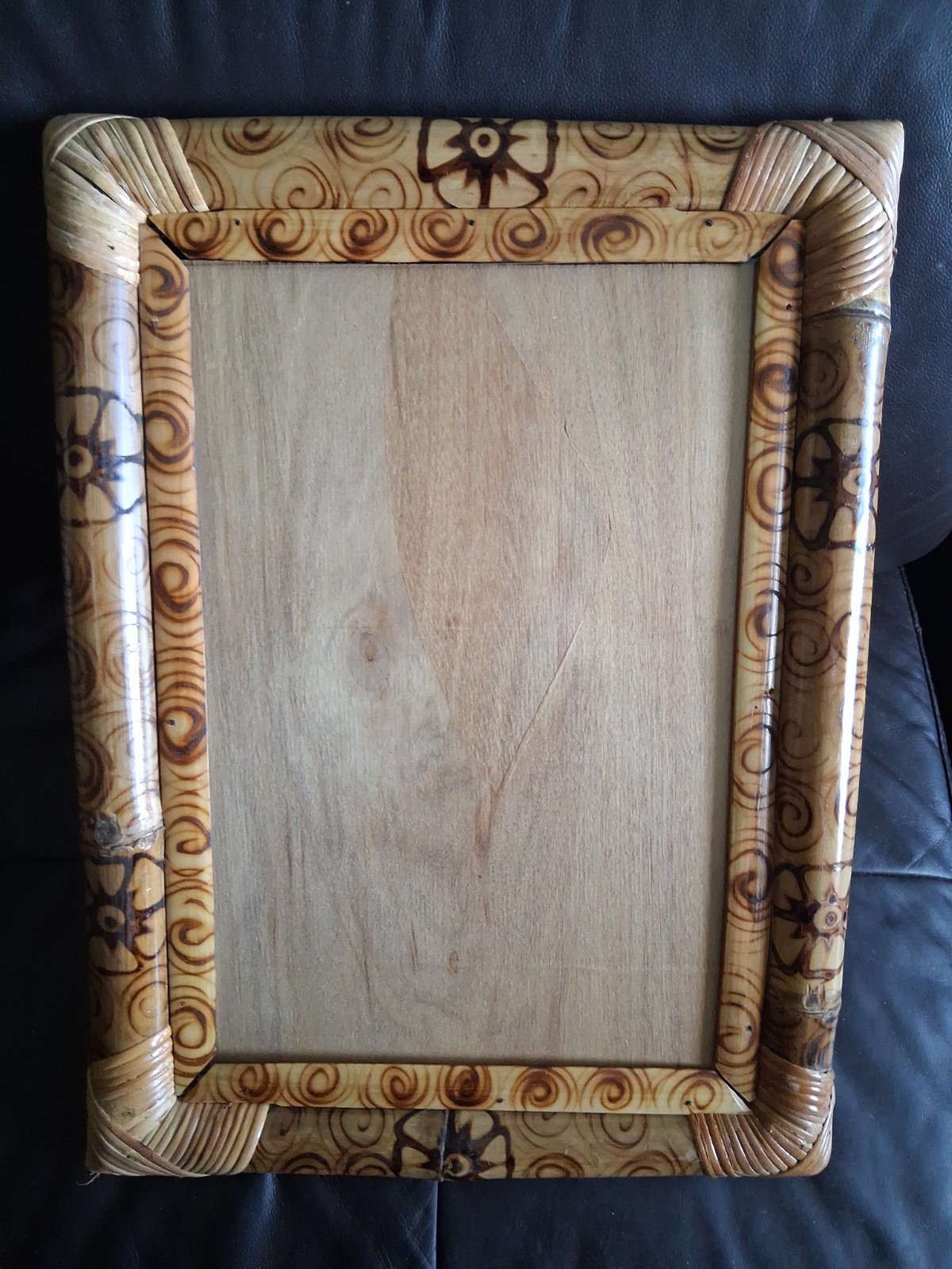 Vintage Bamboo Pyrography Picture Frame Vintage Bamboo Pyrography Picture Frame
