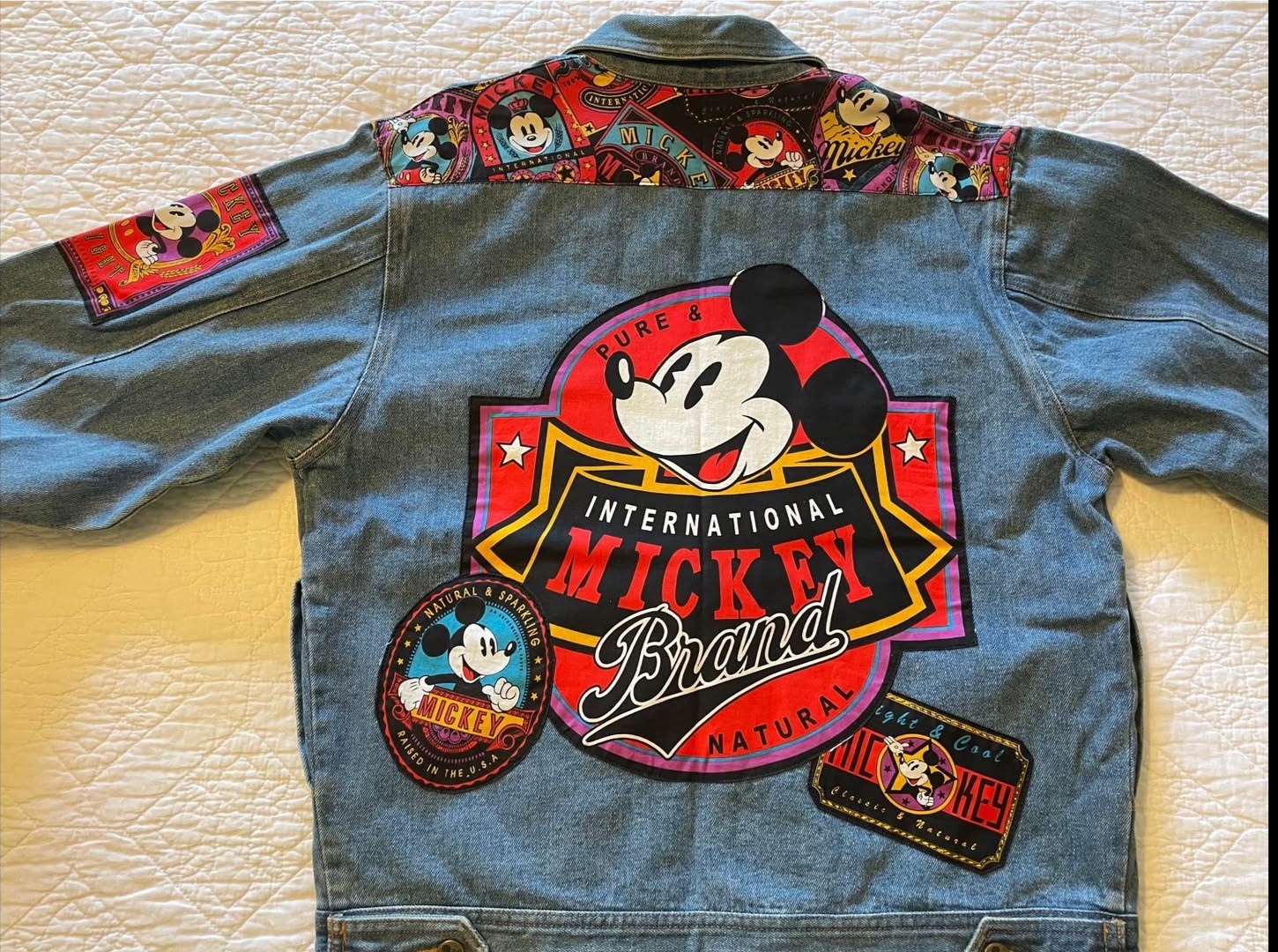 Vintage Disney Mickey Patch Denim Jacket - International Mickey Brand Great Cond