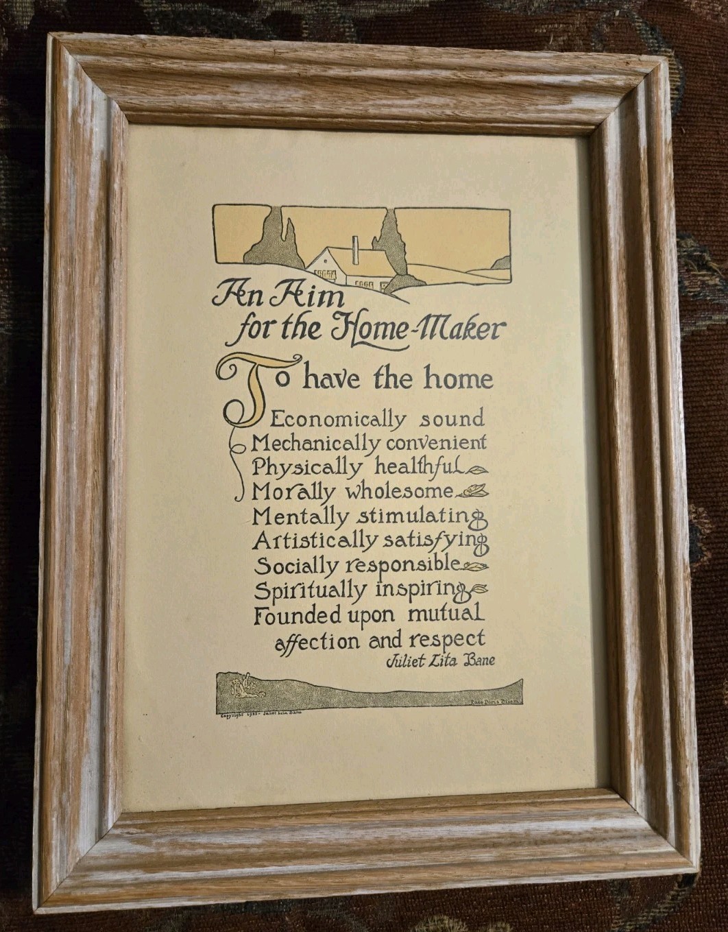 Vtg 1922 Art Deco Motto 11x9 Framed Print An Aim For The Home Maker Juliet Bane Vtg 1922 Art Deco Motto 11x9 Framed Print An Aim For The Home Maker Juliet Bane