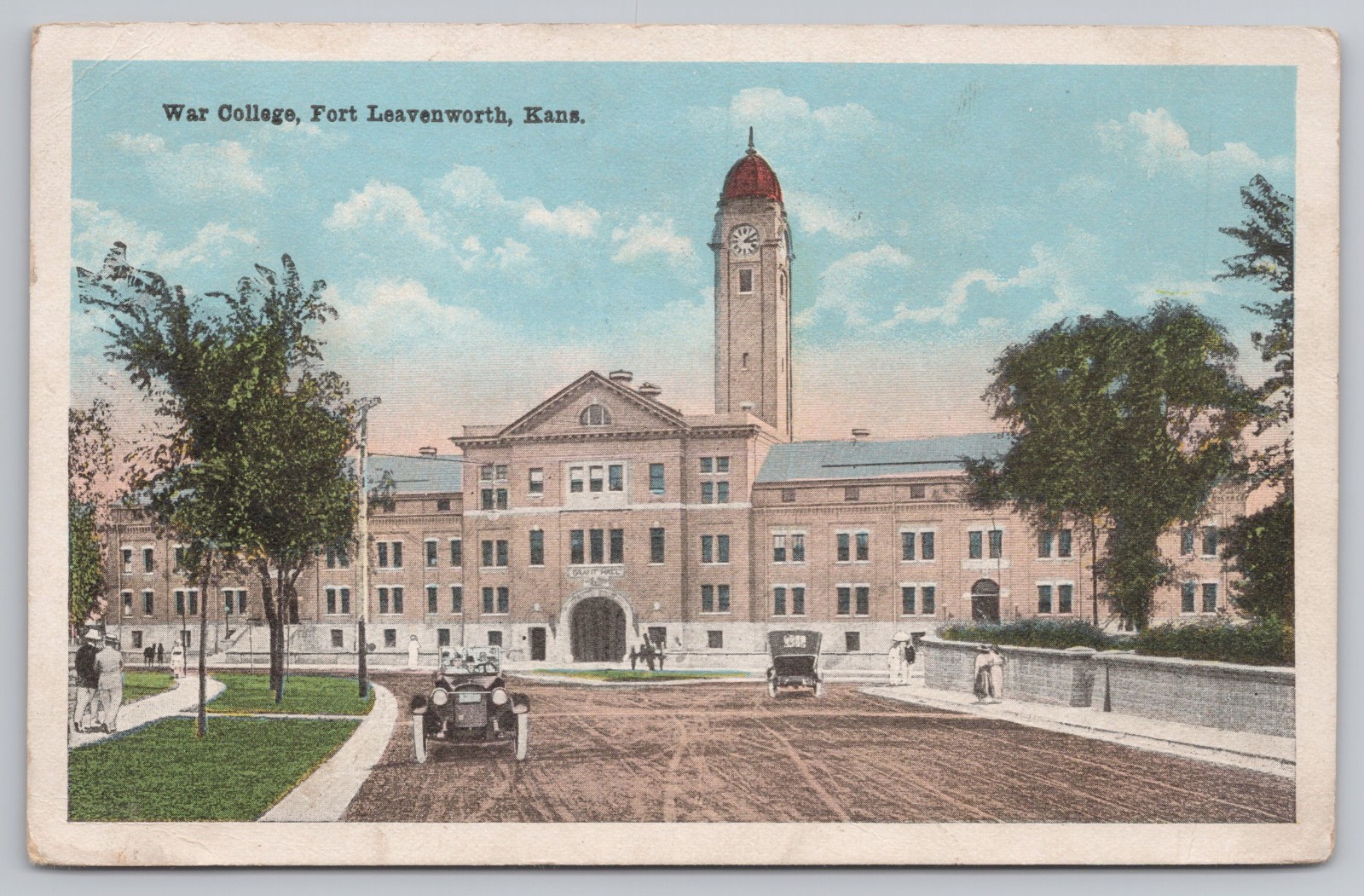 Posted 1919 Fort Leavenworth, Kansas War College Dirt Road Cars Street Scene A6