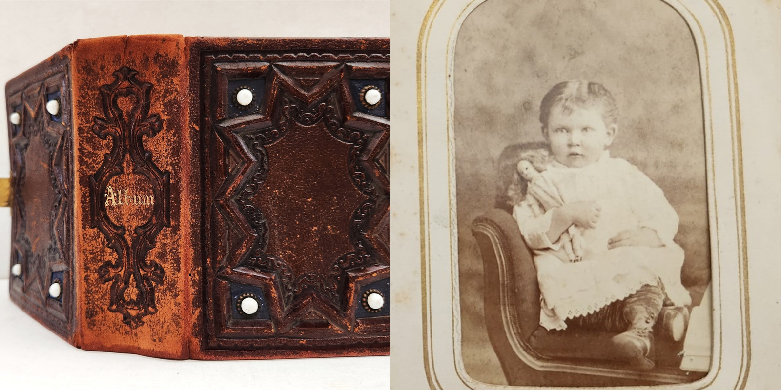 1878 antique DANIEL B ROCK pa CARRIE McCREARY family PHOTO ALBUM & WEDDING CERT