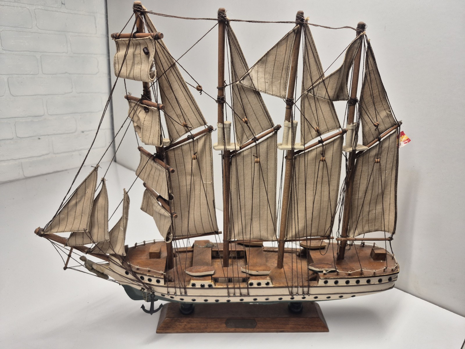Vintage Wooden Tall Ship Model Nautical Decor White Sails Large 17×20 Vintage Wooden Tall Ship Model Nautical Decor White Sails Large 17×20